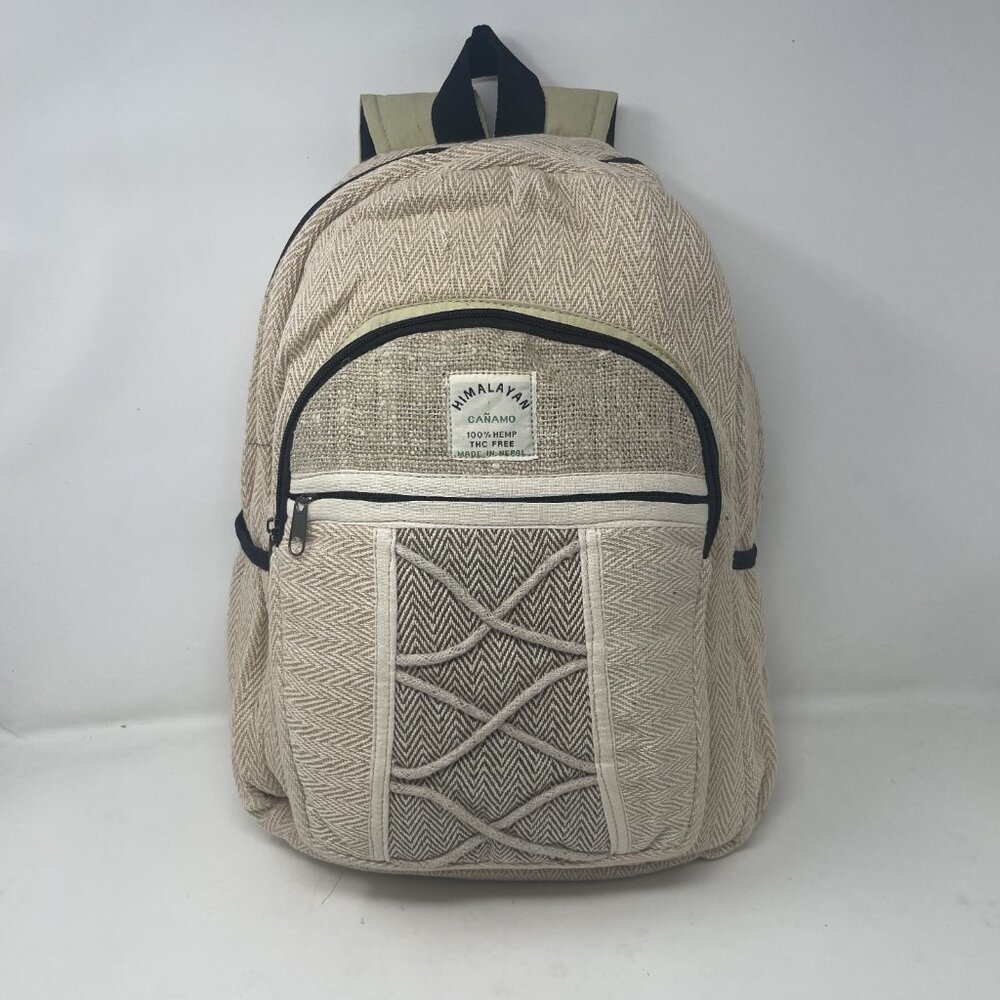 Natural Handmade Large Multi Pocket Hemp Backpack (THC FREE)